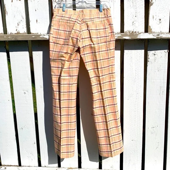 Levi’s plaid polyester pants 70’s sta-prest orange blue green - Picture 2 of 16